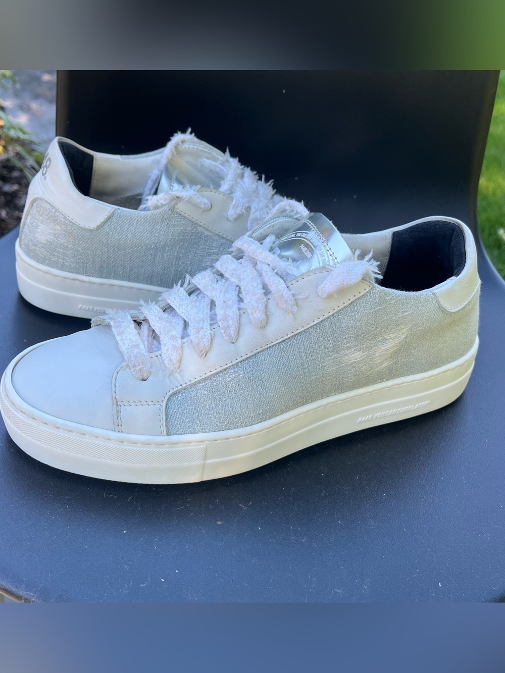 P448 Thea Gray Denim Platform Sneakers  Size 40 - US 9.5-10